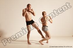 Underwear Martial art Man - Man White Moving poses Slim Short Blond Dynamic poses Academic